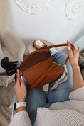 Сумка кожаная женская кросс-боди, Arion оранжево-коричневая 110085-orange-brown фото 2
