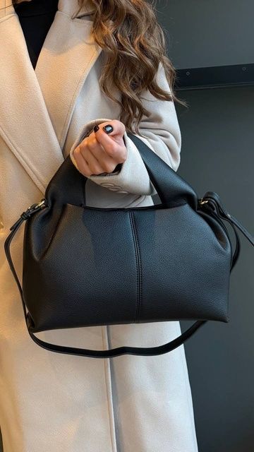 Жіноча шкіряна елегантна сумка, Sentiory, чорна 110183-black фото