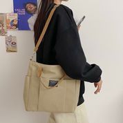 Женская сумка шопер из плотного конваса, Blackberry, бежевая 110203-beige фото 10