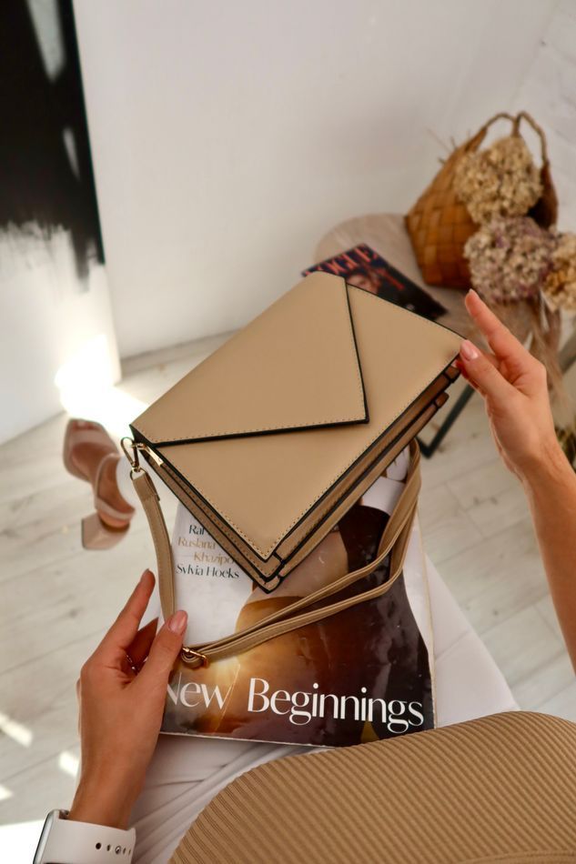 Женская кросс-боди сумка-конверт с тремя отделениями, Faleron, Бежева 110026 фото