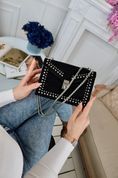 Сумка жіноча крос-боді з срібною фурнітурою, Milan Crystal, Чорна 110005 фото 7