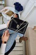 Сумка жіноча крос-боді з срібною фурнітурою, Milan Crystal, Чорна 110005 фото 3