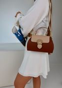 Крос-боді сумка жіноча, Darnelle коричнева з білим верхом 110119-brown-white фото 5