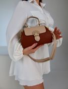 Крос-боді сумка жіноча, Darnelle коричнева з білим верхом 110119-brown-white фото 4