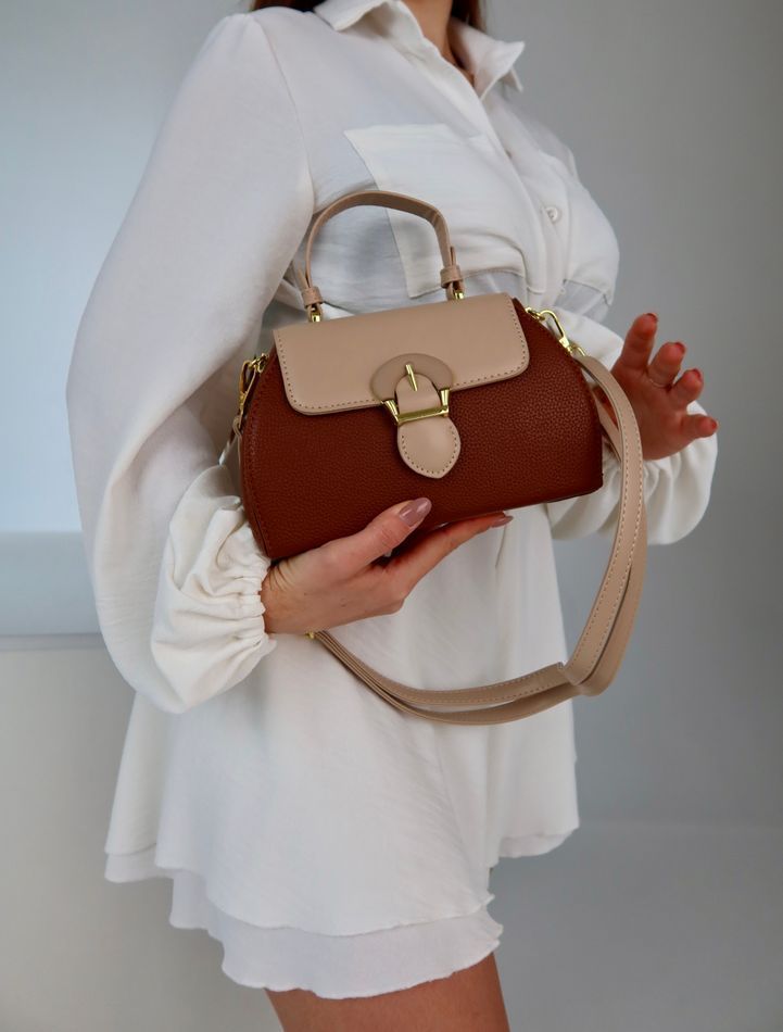 Крос-боді сумка жіноча, Darnelle коричнева з білим верхом 110119-brown-white фото