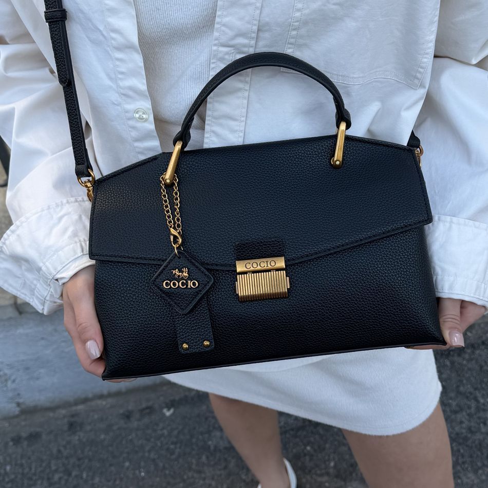 Женская кожаная сумка в лаконичном стиле, черная, Velora Minimal 110211-black фото