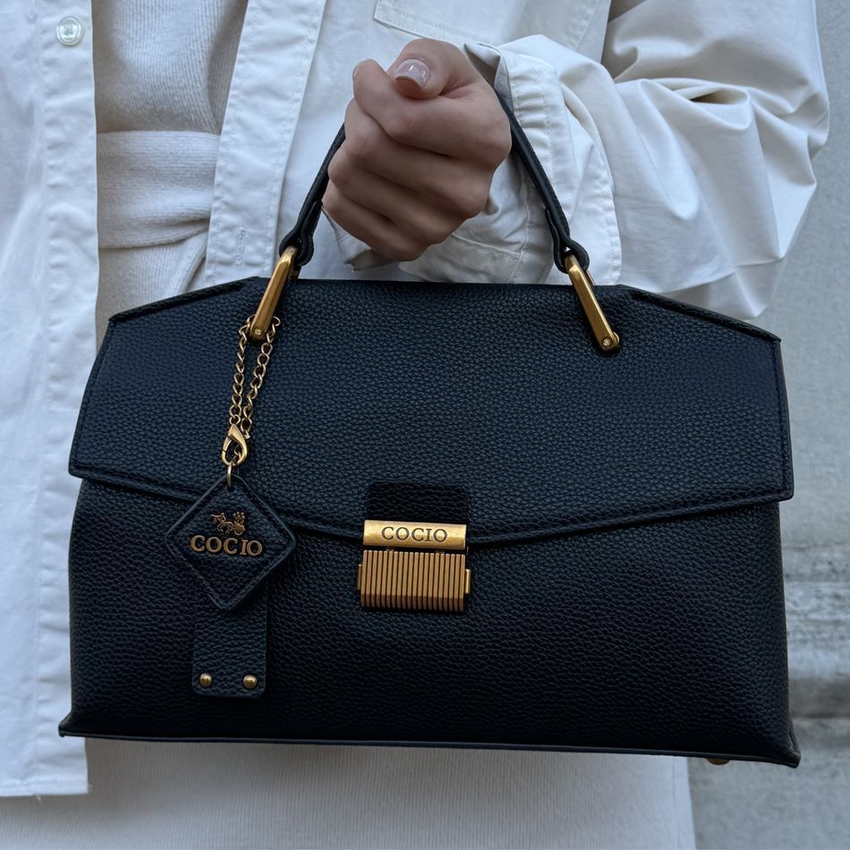 Женская кожаная сумка в лаконичном стиле, черная, Velora Minimal 110211-black фото