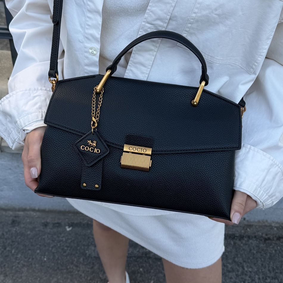 Женская кожаная сумка в лаконичном стиле, черная, Velora Minimal 110211-black фото