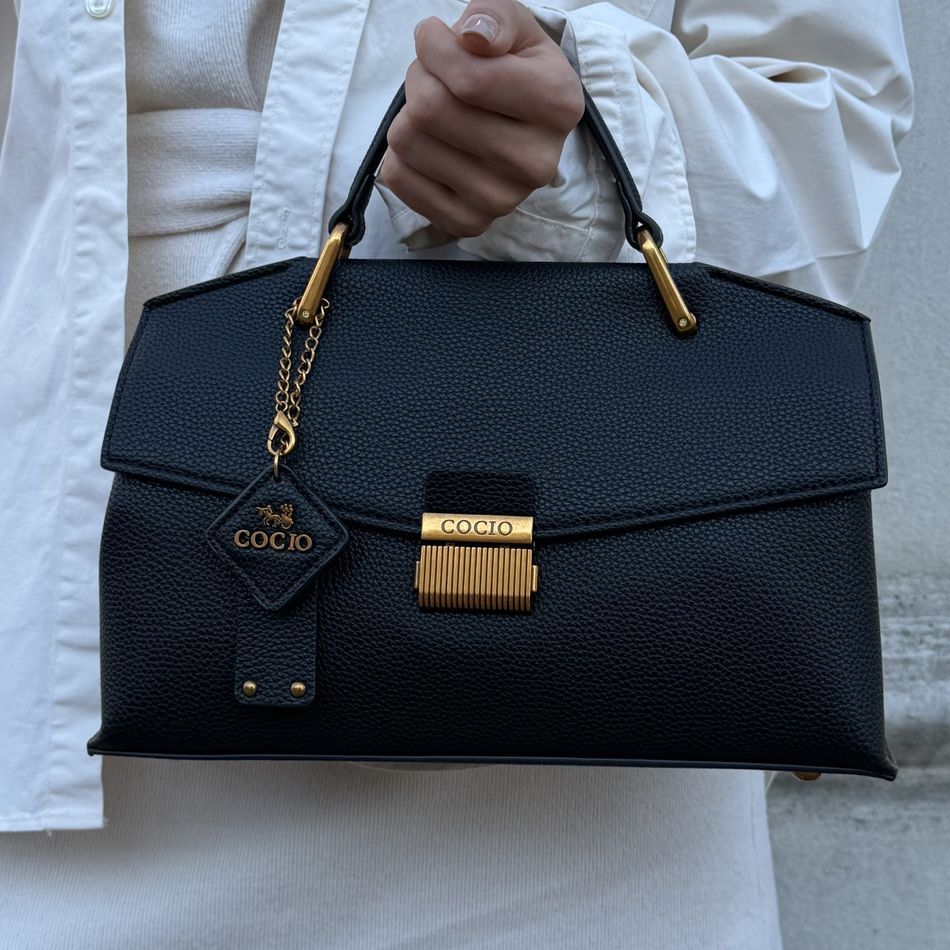 Женская кожаная сумка в лаконичном стиле, черная, Velora Minimal 110211-black фото