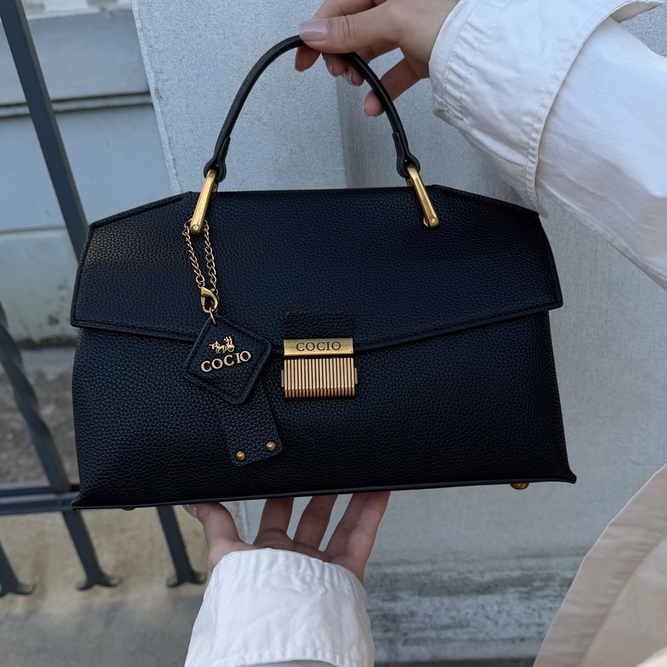 Женская кожаная сумка в лаконичном стиле, черная, Velora Minimal 110211-black фото