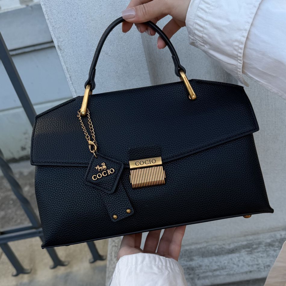 Женская кожаная сумка в лаконичном стиле, черная, Velora Minimal 110211-black фото