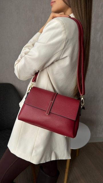 Сумка шкіряна жіноча крос-боді, Lumiel Червона 110121-red фото