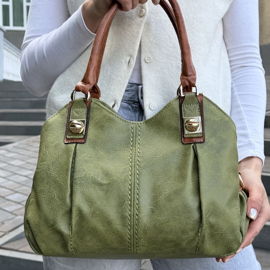 Жіноча практична обʼємна сумка, зелена, Velmora Set 4 in 1 110216-green фото