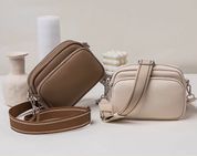 Жіноча компактна шкіряна сумка-кросбоді, бежева, Velora Compact 110218-beige фото 2