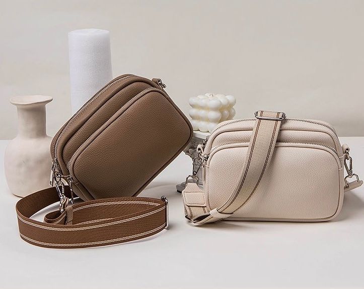 Жіноча компактна шкіряна сумка-кросбоді, бежева, Velora Compact 110218-beige фото
