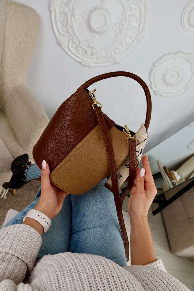 Сумка шкіряна жіноча крос-боді, Arion бежево-коричнева 110085-beige-brown фото